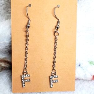7/$10 F Initial Earrings, New